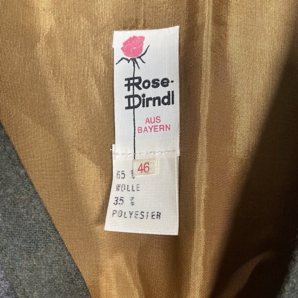 Vintage ROSE DIRNDL Gray Boiled Wool Women Austria Hunting Riding Vest Size 46 - Picture 3 of 7